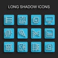 Set line Neural network, Server, Data, Processor CPU, Web developer programming code and icon. Vector Royalty Free Stock Photo