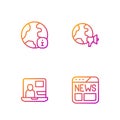 Set line News, World news, and . Gradient color icons. Vector