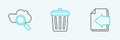 Set line Next page arrow, Search cloud computing and Trash can icon. Vector Royalty Free Stock Photo
