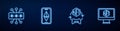 Set line NFT Digital crypto art, Cyber security, Ethereum ETH and Monitor with store app. Glowing neon icon on brick