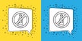 Set line No alcohol icon isolated on yellow and blue background. Prohibiting alcohol beverages. Forbidden symbol with Royalty Free Stock Photo