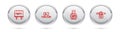 Set line No smoking, Heart disease with, Nicotine gum blister pack and . Silver circle button. Vector Royalty Free Stock Photo