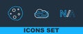 Set line Not applicable, Moon and Fog and cloud icon. Vector