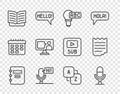 Set line Notebook, Microphone voice device, Creative lamp light idea, Open, Foreign language online study, Vocabulary