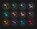 Set line OBJ file document, HTML, CSS, RUBY, ZIP, TXT and WAV icon. Vector Royalty Free Stock Photo