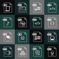 Set line OGG file document, MP3, CSS, PDF, JS and HTML icon. Vector Royalty Free Stock Photo