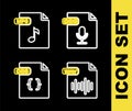 Set line OGG file document, WAV, CSS and MP3 icon. Vector Royalty Free Stock Photo