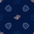 Set line Oil and gas industrial factory, drop on shield and price increase on seamless pattern. Vector Royalty Free Stock Photo