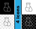 Set line Oil petrol test tube icon isolated on black and white, transparent background. Vector Royalty Free Stock Photo