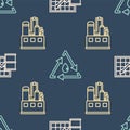 Set line Oil price increase, Oil industrial factory building and Oil drop with recycle on seamless pattern. Vector Royalty Free Stock Photo