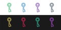 Set line Old key icon isolated on black and white background. Vector Royalty Free Stock Photo