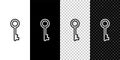 Set line Old key icon isolated on black and white, transparent background. Vector Royalty Free Stock Photo