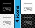 Set line Old video cassette player icon isolated on black and white, transparent background. Old beautiful retro hipster Royalty Free Stock Photo