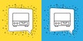 Set line Old video cassette player icon isolated on yellow and blue background. Old beautiful retro hipster video Royalty Free Stock Photo