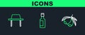 Set line Olives branch, Orthodox jewish hat and Jewish wine bottle icon. Vector