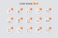 Set line Online book, Book donation, Question and Answer, Audio, education, Graduation cap with cursor and icon. Vector