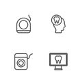 Set line Online dental care, Dental floss, and Toothache icon. Vector Royalty Free Stock Photo