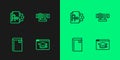 Set line Online education, Book, Exam sheet with A plus grade and Web camera icon. Vector Royalty Free Stock Photo