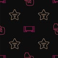 Set line Online play video, Walk of fame star and Smart Tv on seamless pattern. Vector