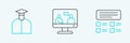 Set line Online quiz, test, survey, Student and education icon. Vector Royalty Free Stock Photo
