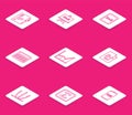 Set line Open book, Calculator, Calculation, Chalkboard, Sigma symbol, Ringing bell and Geometric figure Square icon