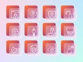 Set line Open padlock, Contract with shield, Lock, Cloud computing, Key, Shield security, Folder and and icon. Vector Royalty Free Stock Photo