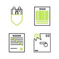 Set line Ordered envelope, Delete file document, Report and Family insurance with shield icon. Vector