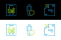 Set line Ordered envelope, Document with graph chart and Life insurance shield icon. Vector