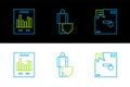 Set line Ordered envelope, Document with graph chart and Life insurance shield icon. Vector