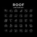 Set line outline icons of roof