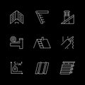 Set line outline icons of roof
