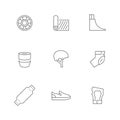 Set line outline icons of skateboarding Royalty Free Stock Photo