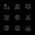 Set line outline icons of VPN