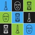 Set line Paint brush, Old hourglass with sand and Thief mask icon. Vector