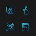 Set line Paint bucket, brush, RGB and CMYK color mixing and spray gun. Gradient color icons. Vector Royalty Free Stock Photo