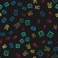 Set line Pants, Short or pants, Camouflage cargo and Police cap with cockade on seamless pattern. Vector Royalty Free Stock Photo