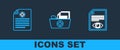 Set line Paper page with eye, Clinical record and Health folder icon. Vector Royalty Free Stock Photo