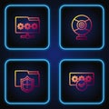 Set line Password protection, Document folder, Folder with password and Security camera. Gradient color icons. Vector Royalty Free Stock Photo