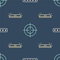 Set line Password protection, Flasher siren and Target sport on seamless pattern. Vector