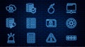 Set line Password protection, Safe, Bomb ready to explode, Server, Data, Web Hosting, security with key, Cloud computing Royalty Free Stock Photo