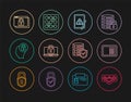 Set line Password protection, Safe, Tablet with exclamation mark, Laptop and lock, Human head, Secure your site HTTPS