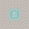 Set of line pattern and linear frame in retro colors - grey and teal blue