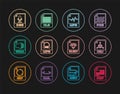 Set line PDF file document, OBJ, MP3, WMA, OGG, RUBY and XLS icon. Vector Royalty Free Stock Photo