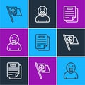 Set line Peace, Document and Censor and freedom of speech icon. Vector
