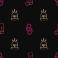 Set line Pepper spray, Flasher siren and Handcuffs on seamless pattern. Vector