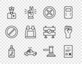 Set line Pepper spray, Poll document, X Mark, Cross in circle, Police car and flasher, officer, Bulletproof vest, Judge