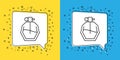 Set line Perfume icon isolated on yellow and blue background. Vector Illustration