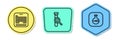 Set line Periodic table, Test tube and flask and . Colored shapes. Vector