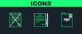 Set line Personal folder, Delete file document and Contract with pen icon. Vector