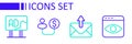 Set line Personal information collection, Mail and e-mail, Human money and Advertising icon. Vector